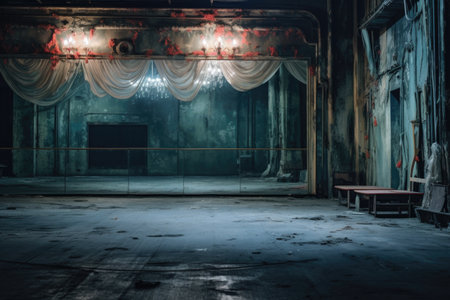 backstage view of empty ballet stage, created with generative aiの素材