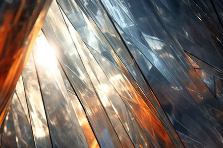 close-up of solar sail material reflecting sunlight, created with generative aiの素材