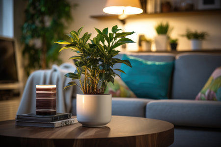 smart pot in a cozy home or office setting, created with generative aiの素材