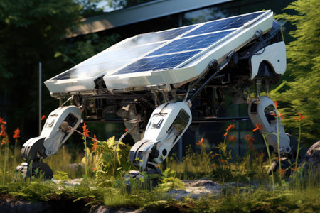 biohybrid robot with solar panels for energy efficiency, created with generative aiの素材