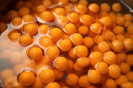 close-up of chickpeas soaking in water, created with generative aiの素材