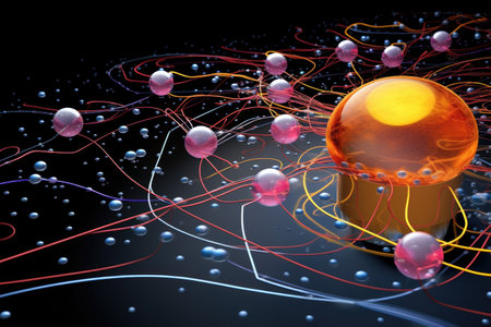 flow of electrons in a microbial fuel cell illustration, created with generative aiの素材