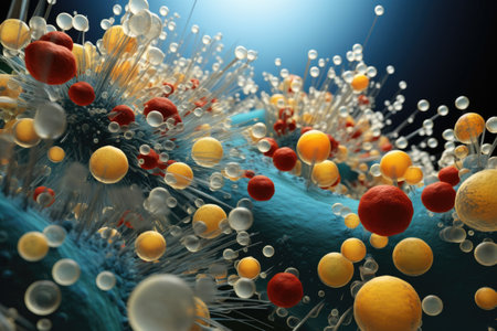 microorganisms under a microscope for fuel cell research, created with generative aiの素材