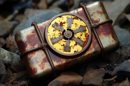 nuclear symbol on battery casing, created with generative aiの素材