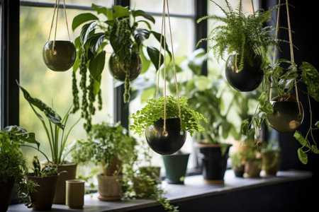indoor plants in stylish pots for a natural touch, created with generative aiの素材
