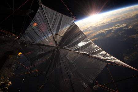 experimenting with solar sail deployment systems, created with generative aiの素材