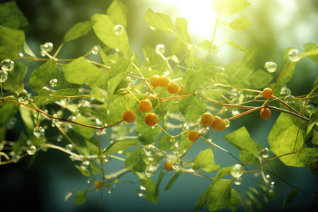 3d render of molecular process in artificial photosynthesis, created with generative aiの素材