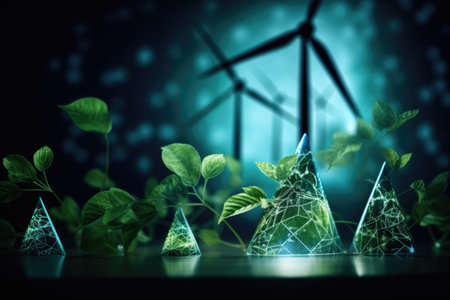 sustainable energy concept with artificial photosynthesis icons, created with generative aiの素材
