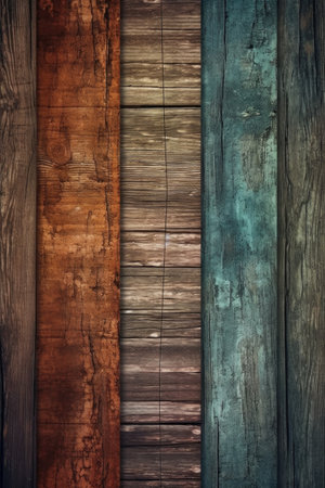 rustic wooden planks with weathered texture, created with generative aiの素材