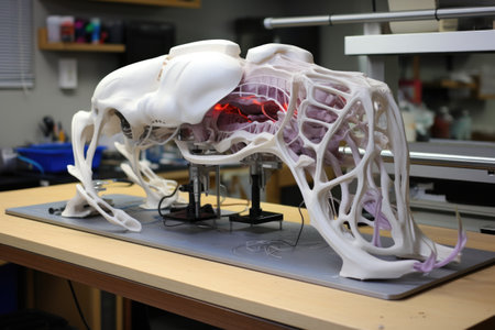 3d printed biohybrid robot prototype on workbench, created with generative aiの素材