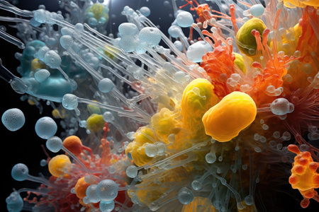 microscopic view of bacteria used in microbial fuel cells, created with generative aiの素材