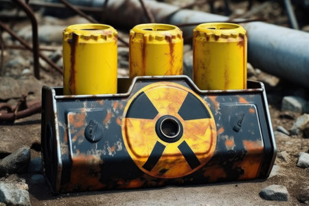 nuclear symbol on battery casing, created with generative aiの素材