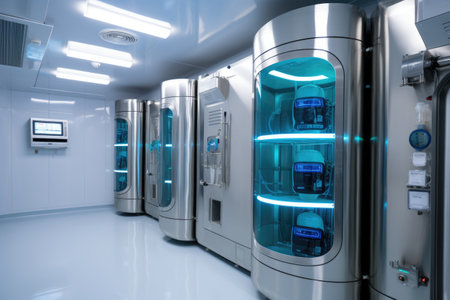 cryo-preservation equipment in sterile environment, created with generative aiの素材