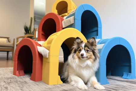 obstacle course designed for puppy training, created with generative aiの素材