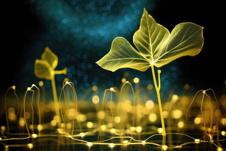 bio-inspired solar cell mimicking plants energy process, created with generative aiの素材