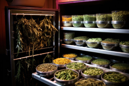 herbs drying in a dehydrator machine, created with generative aiの素材