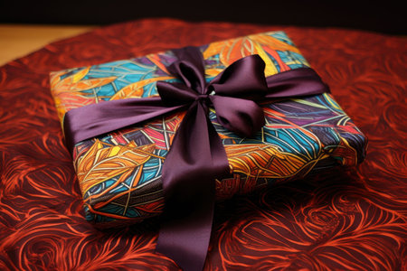 gift wrapped in eco-friendly reusable fabric, created with generative aiの素材