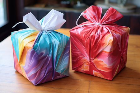 origami-style gift wrap with folded paper, created with generative aiの素材