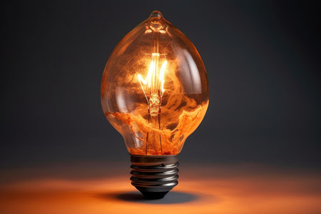 burnt-out lightbulb in a lamp with no shade, created with generative aiの素材