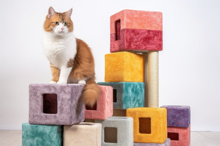cat scratching post with multiple levels for climbing, created with generative aiの素材