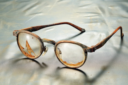 eyeglasses with streaks before cleaning, created with generative aiの素材