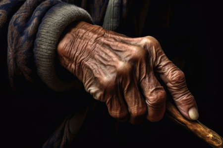 close-up of fishermans hand gripping rod during cast, created with generative aiの素材