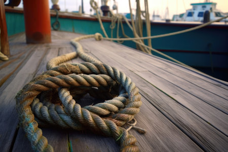 fishermans knot on a ships deck with anchor, created with generative aiの素材