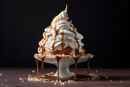 whipped cream topping on a sundae, created with generative aiの素材