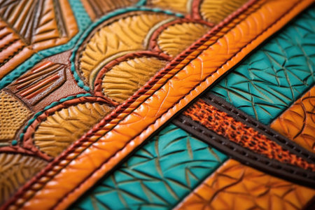 intricate saddle stitching details and patterns, created with generative aiの素材