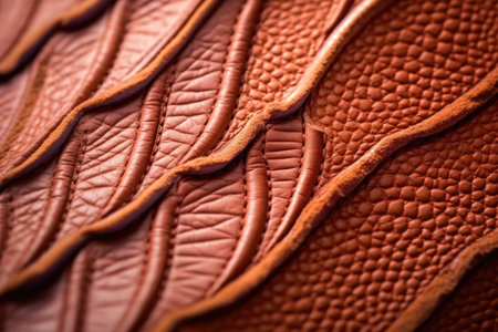 macro shot of leather texture and patterns in saddle making, created with generative aiの素材
