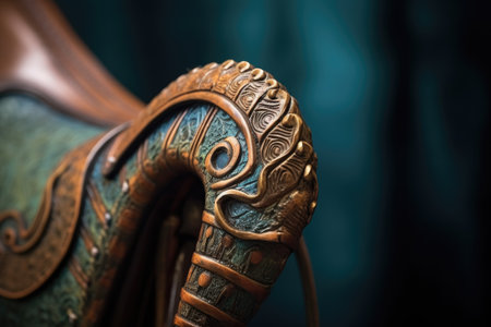 close-up of saddle horn and leather, created with generative aiの素材