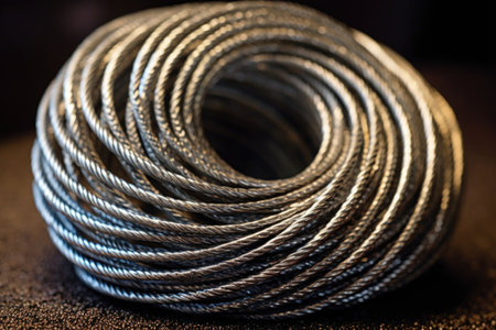 fine metal wire coils in a tight spiral, created with generative aiの素材