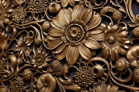 intricate metalwork pattern on a surface, created with generative aiの素材