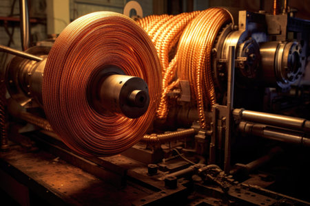 fine metal wire being coiled by a machine, created with generative aiの素材