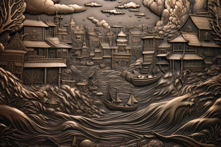 detailed metal engraving process, created with generative aiの素材