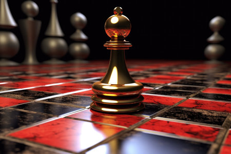 chessboard corner with a pawn promoting to queen, created with generative aiの素材