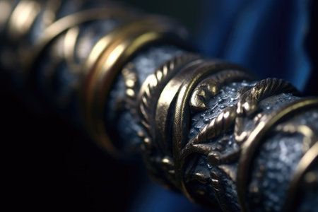 macro shot of fencing swords handle grip, created with generative aiの素材