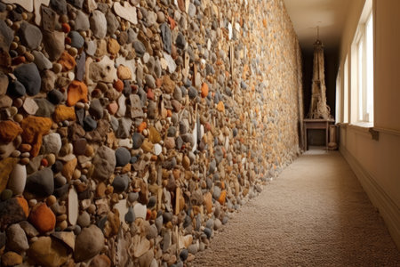 gaps in wall filled with small stones, soil, created with generative aiの素材