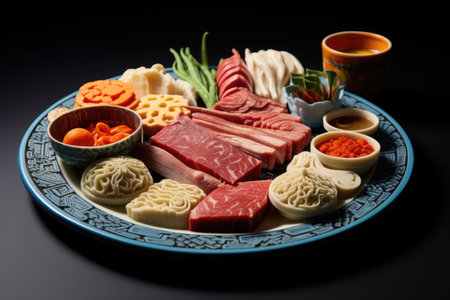 3d printed food with traditional dish contrast, created with generative aiの素材