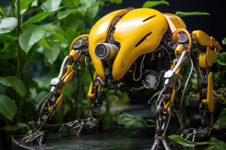 biohybrid robot with artificial intelligence interface, created with generative aiの素材