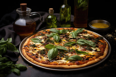 sprinkling grated cheese over sauce-covered dough, created with generative aiの素材