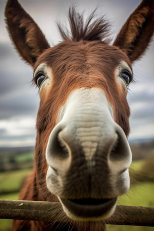 close-up of donkeys muzzle and whiskers, created with generative aiの素材