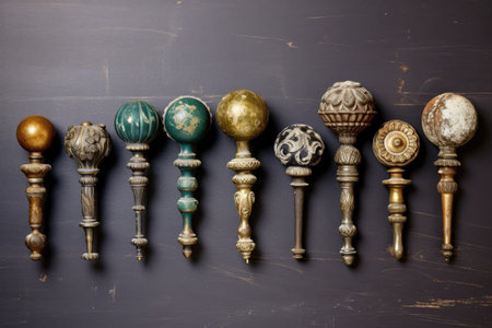 a row of antique door knobs showcasing variety, created with generative aiの素材