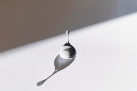 eye drop droplet casting a shadow on a white surface, created with generative aiの素材