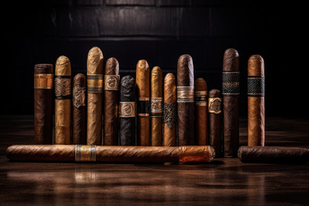 a collection of different cigar shapes and sizes, created with generative aiの素材