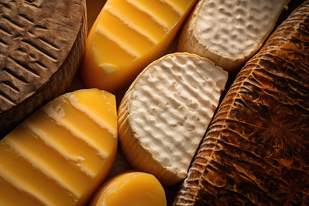 macro shot of cheese texture and patterns, created with generative aiの素材