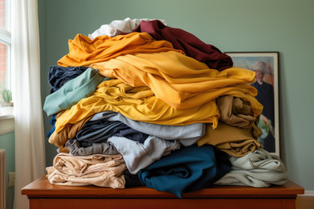 folded clothes after diy dry cleaning session, created with generative aiの素材