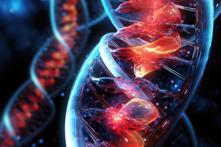 abstract representation of dna storage technology, created with generative aiの素材