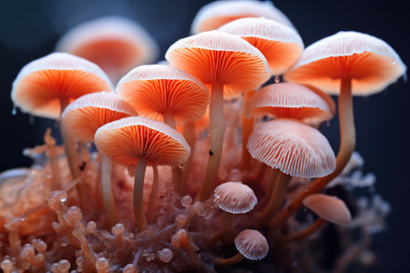 mushroom spores under a microscope for identification, created with generative aiの素材