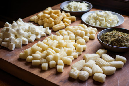 various stages of gnocchi making process, created with generative aiの素材